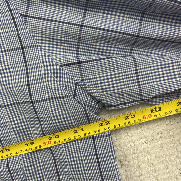 Hugo Boss Dress Shirt Mens 16 1/2 Button Down Preppy Slim Baby Blue Gingham - Picture 6 of 11